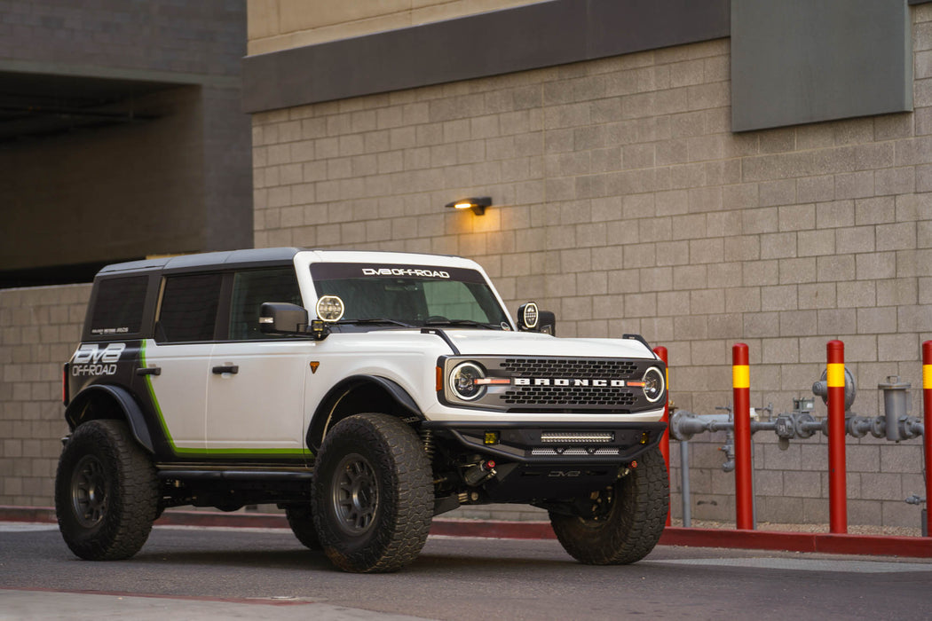 Downtown photoshoot of the Bronco with our Competition Series Bumpers, underpass.