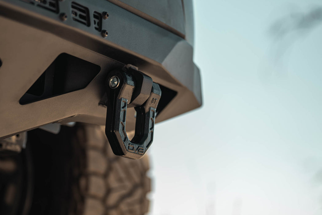 Spec Series Front Bumper on the 4th Gen Toyota Tacoma with DV8 D-Ring shackles mounted to the bumper.