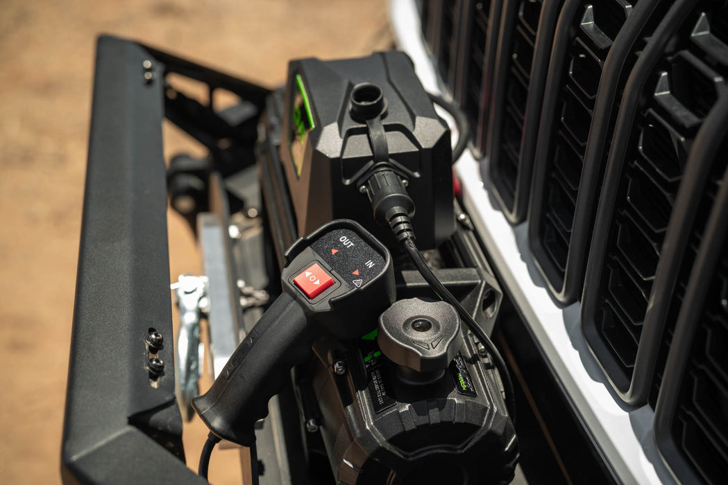 Included DV8 Xtract 12k Synthetic Rope Winch controller.