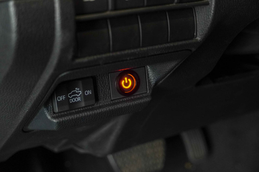 Installed power switch, with light illuminated.